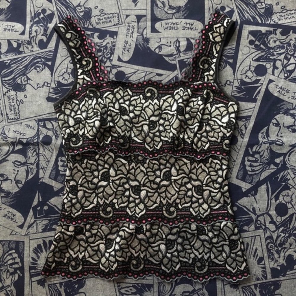 y2k 2000s Cache Lacey Floral Lingerie Tank Top